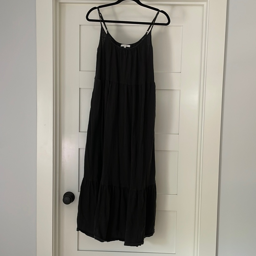 Z SUPPLY Black Slubbed Jersey Lido Maxi Dress, Size Small EUC